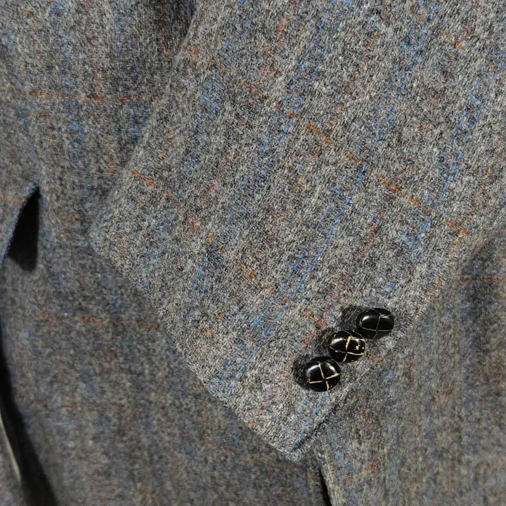 Vtg Hardwick‎ Men's Tweed Sport Coat Blazer Two Button Blue Plaid Wool about 45R